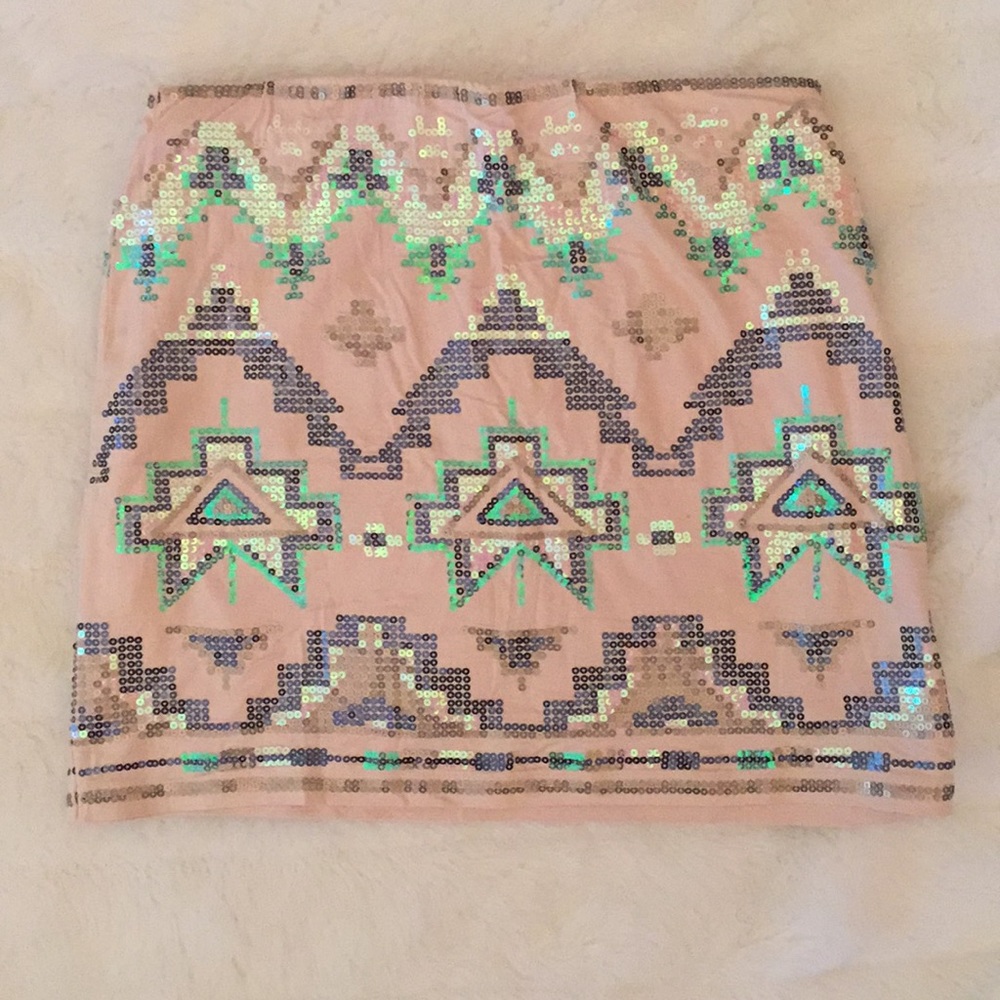 Sequin Aztec-Inspired Mini Skirt